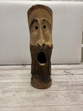 VTG Carved Wood Tree Spirit Old Man Face Forest Face Folk Art Rustic