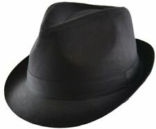 Mens Trilby Hat Cotton Mix Plain Black Gangster fedora Sun Ladies Women's Boys