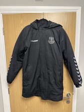 Everton FC Hummel Padded Winter Jacket/Bench Coat - Black Mens Adult Size Small