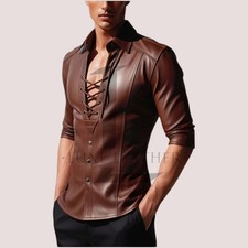 Men's Brown Leather Shirt