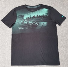Vintage Puma F1 Lewis Hamilton AMG Petronas Mercedes Black Graphic T Shirt Large