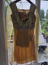 Gold Net Salwar Kameez Indian Pakistani Ready Made