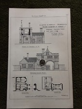 Antique Print Bradford Cliffe Castle Keighley Entrance Gate Architecture 1879