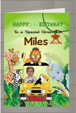 Personalised Jungle Safari Birthday Card A5,Son. Daughter , Grandson own photo