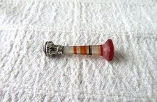 ANTIQUE VICTORIAN, MINIATURE AGATE, SILVER & CITRINE COLOURED GLASS SEAL 3.21gs