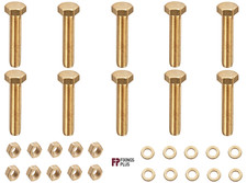 M6 x 25mm Brass Bolts Hexagon Set With Nuts & Washers 6mm Pack of 10 Nut Washer