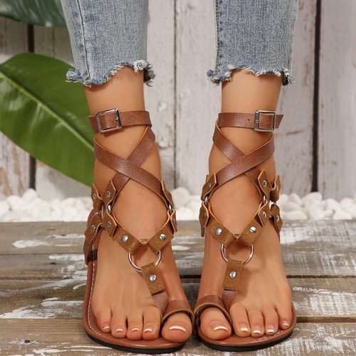 Womens rivet flat sandals - womens,