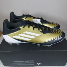 Adidas F50 X Messi League FG/MG Football Boots - Black Gold White - UK Size 10