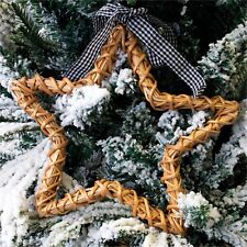 Natural Wicker Rustic Wooden Christmas Star Woven Willow Hanging Decoration Larg