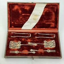 Antique German Solid Silver Gilt Tea / Asparagus Serving Set Josef Netter Baden