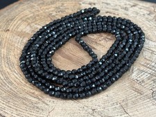 Long Antique French Jet Necklace Black Bead Glass Art Deco Flapper Vintage 142cm