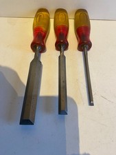 SUPERB TRIO OF W MARPLES  BEVEL EDGE WOODWORK  TOOL WITH SHATTER PROOF HANDLES