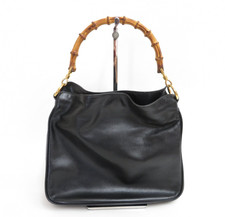 Authentic GUCCI Bamboo 2 Way Leather Shoulder Hand Bag #40525