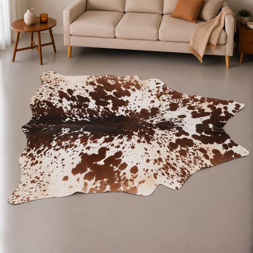 Genuine brown white cowhide - genuine,