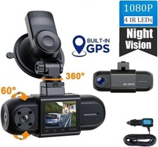 Dash Cam Front and Inside Built-in GPS 1080P Dual Dash Camera WDR for Cars Taxi