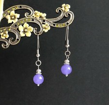 Purple Alexandrite Droplet Hypoallergenic 316L Steel Dangly Earrings in Gift Bag