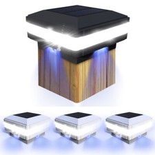Solar Powered LED Deck Post Light Garden Cap Pillar Square Fence Landscape Lamp