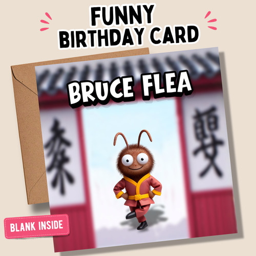 Bruce flea birthday card - bruce,