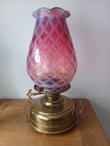 Cranberry opal glass oil - cranberry, lamp