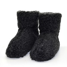 GREY WOMENS LADIES SLIP ON WARM FLUFFY FUR LINED SLIPPERS ANKLE BOOTS BOOTIES