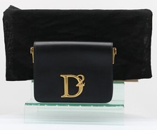 DSQUARED2 LOGO PLAQUE LEATHER CROSS BODY BAG LEATHER BLACK RRP £920 EG