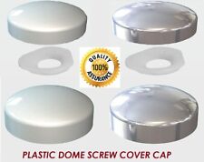 2 PIECE PLASTIC DOME SCREW COVER CAP CHROME WHITE - PLASTIDOME CAPS