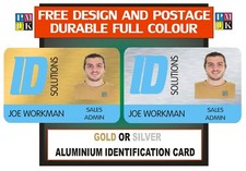 PHOTO ID CUSTOM FULL COLOUR PRINTED ALUMINIUM ID CARDS STAFF NAME BADGES