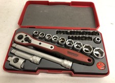 TENGTOOLS 3/8” DRIVE, 34 PIECE SOCKET SET MINT LIGHT USE IN SOLID SNAP LOCK CASE