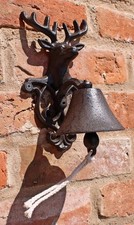 Rustic Cast Iron Wall Bell, Reindeer 