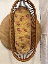 wicker oblong basket with apple accent cloth interior Farmhouse/ Cottage Core