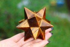 2.8" Natural tiger eye carved dodecahedron Merkaba reiki Crystal Heal Gift 1pc