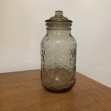 Vintage Italian Per Alimenti Roverplast Smoked Glass Storage Jar/Fruit/70s/Retro