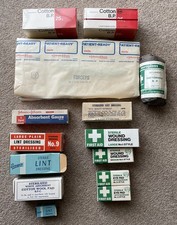 Mixed Various Vintage First Aid Bandages Dressings Forceps Practice  EXPIRED