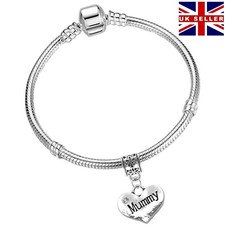 Mummy Mum Silver Plated Starter Charm Bracelet with Pendant and Gift Box