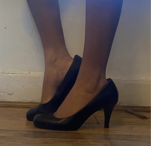 Black heel worn shoes - black,