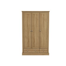 Devon Oak 3-Door 2-Drawer Wardrobe - Classic Storage with Timeless Elegance