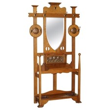 ANTIQUE 1900 ARTS & CRAFTS SHAPLAND AND PETTER HALL COAT GLOVE UMBRELLA STAND