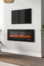 50In Inset Media Electric Heater LED Fireplace Wall Mounted Inset Standing Fire