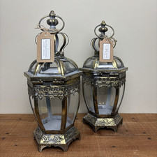 Antique Brass Lantern - Rustic Decorative Candle Holder - Free Standing £35 Each