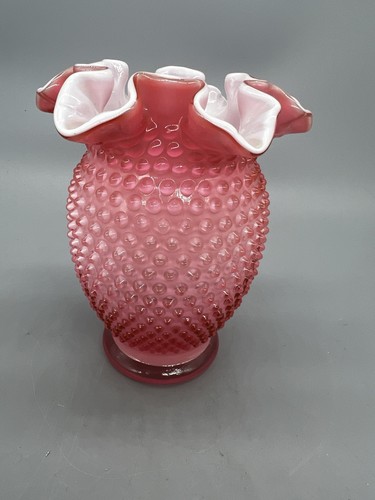 Fenton rose overlay hobnail - fenton,