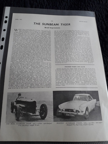 The sunbeam tiger - the,