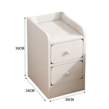 White Small Narrow Bedside Table Cabinet Drawer Shelf Storage Nightstand Bedroom