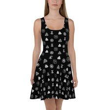 Viking Symbols Norse Runes Skater Dress Nordic Mythology Renaissance Faire