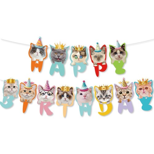 Cat banner pet birthday - banner,