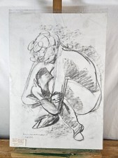 MOLLIE WALLACE 1986 ORIGINAL CHARCOAL DRAWING NUDE STUDY ASHDON ESSEX ARTIST