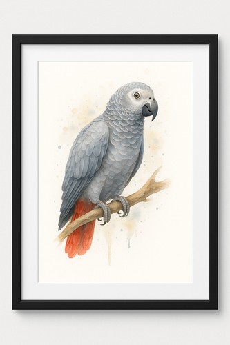 African grey parrot - grey, a3