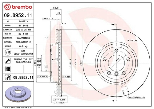 Brembo 8952 rear brake - 09.8952.11,