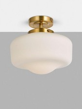 John Lewis School House Opal Glass Shade Flush Bathroom Ceiling Light, Exdisplay