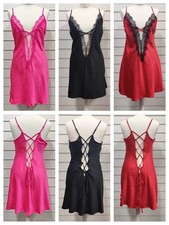 ANN SUMMERS LADIES SATIN CHEMISE SLIP NIGHTDRESS UK SIZES 8-24 BLACK RED PINK