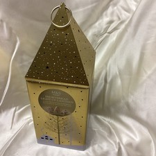 Marks & Spencer Gold ShortBread Tin Light Up Lantern Empty M&S Working